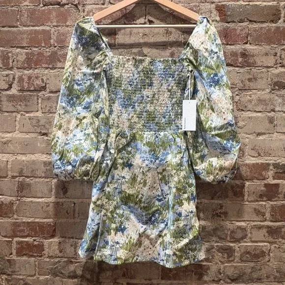 NWT‎ Reformation Greyson Linen Mini Dress Floral Hillside Mini Dress Size Small - Picture 7 of 13